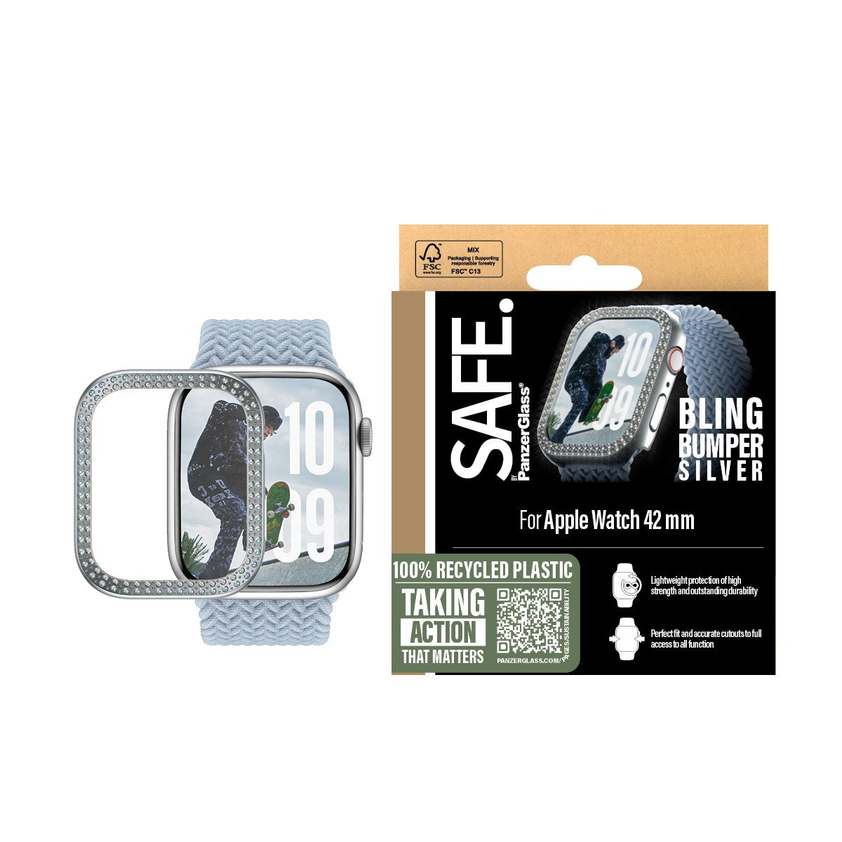 SAFE. by PanzerGlass® Bling Bumper Silber Apple Watch Series 11 | 10 | 42mm